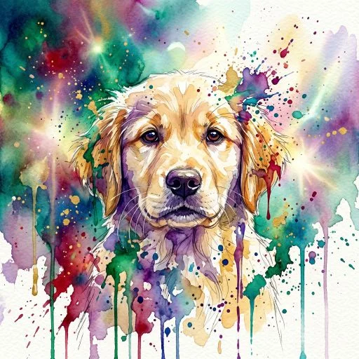 Cute Dog With Splatter Effects