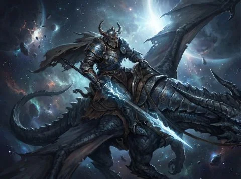 Dragon Rider Knight in Void-Fantasy Character