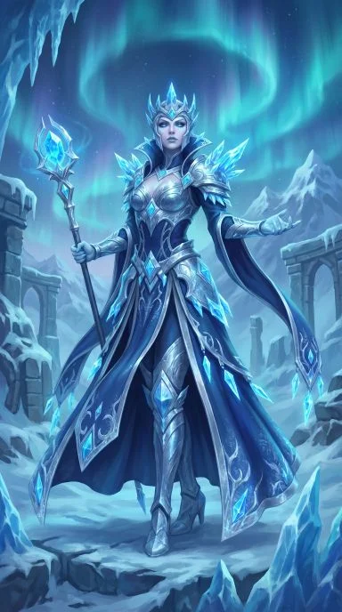 Ice Queen Sorceress in Tundra-Fantasy Character
