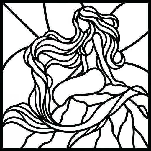 Mermaid Sitting On Rock Coloring Page