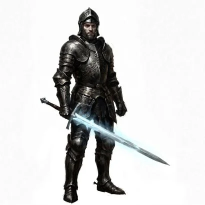 Paladin holding glowing sword