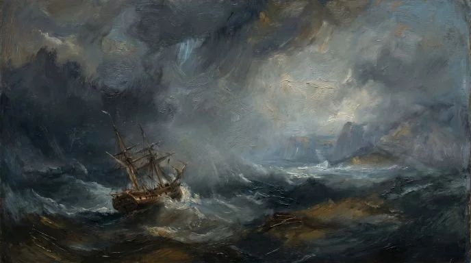 Stormy Seascape Oil Painting