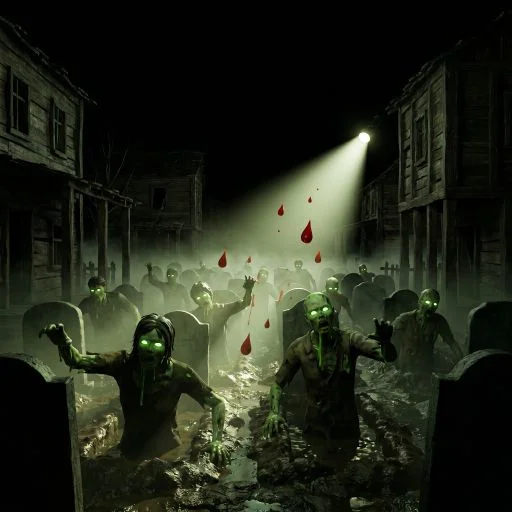 Zombie Horde Emerging From Grave